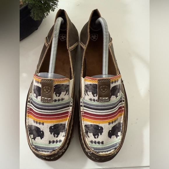 Ariat Other - Ariat Brown and Multicolor Buffalo Print Loafers